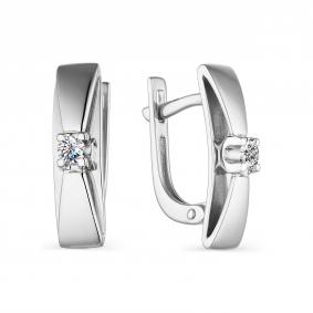 Серьги из белого золота АЛЬКОР 23575-200 с бриллиантом 23575-200 фото