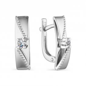 Серьги из белого золота АЛЬКОР 23577-200 с бриллиантом 23577-200 фото