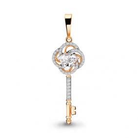 Золотая подвеска AQUAMARINE 23577А с Swarovski 23577А фото