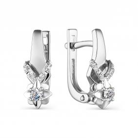 Серьги из белого золота АЛЬКОР 23585-200 с бриллиантом 23585-200 фото