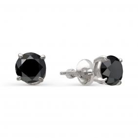 Серьги из белого золота АЛЬКОР 2359-213 с чёрным бриллиантом 2359-213 фото