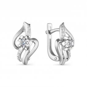 Серьги из белого золота АЛЬКОР 23591-200 с бриллиантом 23591-200 фото
