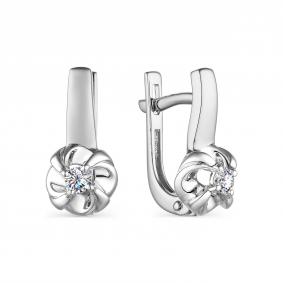 Серьги из белого золота АЛЬКОР 23592-200 с бриллиантом 23592-200 фото