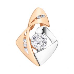 Золотая подвеска AQUAMARINE 23594А с фианитом и Swarovski 23594А фото