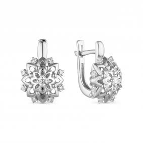 Серьги из белого золота АЛЬКОР 23595-200 с бриллиантом 23595-200 фото