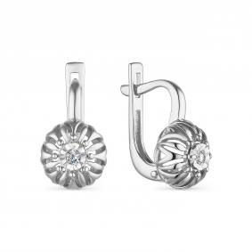 Серьги из белого золота АЛЬКОР 23596-200 с бриллиантом 23596-200 фото