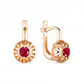 Золотые серьги АЛЬКОР 23597-103 с рубином 23597-103 фото