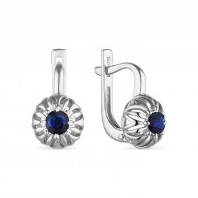 Серьги из белого золота АЛЬКОР 23597-202 с сапфиром 23597-202 фото