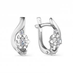 Серьги из белого золота АЛЬКОР 23598-200 с бриллиантом 23598-200 фото