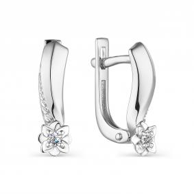 Серьги из белого золота АЛЬКОР 23601-200 с бриллиантом 23601-200 фото