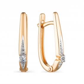 Золотые серьги АЛЬКОР 23602-100 с бриллиантом 23602-100 фото