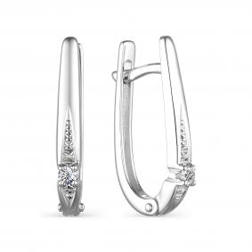 Серьги из белого золота АЛЬКОР 23602-200 с бриллиантом 23602-200 фото