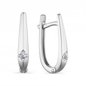 Серьги из белого золота АЛЬКОР 23603-200 с бриллиантом 23603-200 фото
