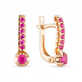 Золотые серьги АЛЬКОР 23604-103 с рубином 23604-103 фото