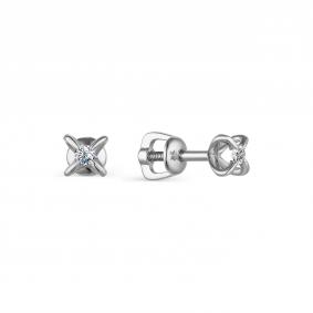 Серьги из белого золота АЛЬКОР 23606-200 с бриллиантом 23606-200 фото