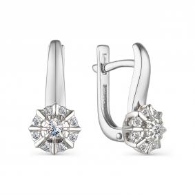 Серьги из белого золота АЛЬКОР 23608-200 с бриллиантом 23608-200 фото