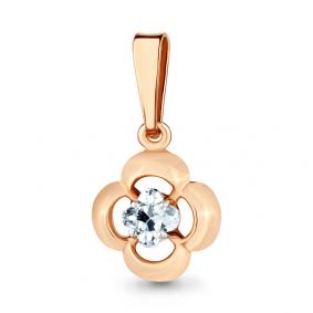 Золотая подвеска AQUAMARINE 23608 с Swarovski 23608 фото