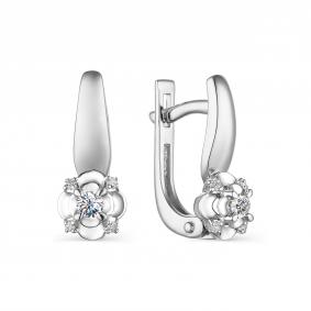 Серьги из белого золота АЛЬКОР 23609-200 с бриллиантом 23609-200 фото