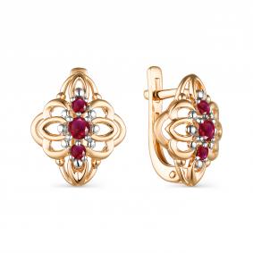 Золотые серьги АЛЬКОР 23612-103 с рубином 23612-103 фото