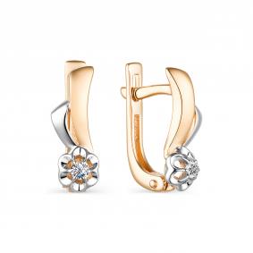 Золотые серьги АЛЬКОР 23613-100 с бриллиантом 23613-100 фото