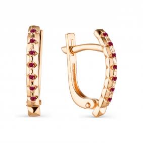 Золотые серьги АЛЬКОР 23619-103 с рубином 23619-103 фото