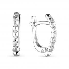 Серьги из белого золота АЛЬКОР 23619-200 с бриллиантом 23619-200 фото