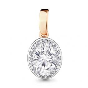 Золотая подвеска AQUAMARINE 23621А с фианитом и Swarovski 23621А фото