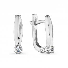 Серьги из белого золота АЛЬКОР 23625-200 с бриллиантом 23625-200 фото
