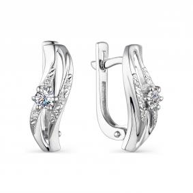 Серьги из белого золота АЛЬКОР 23626-200 с бриллиантом 23626-200 фото
