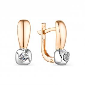 Золотые серьги АЛЬКОР 23633-100 с бриллиантом 23633-100 фото