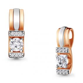 Золотая подвеска AQUAMARINE 23634 с фианитом и Swarovski 23634 фото