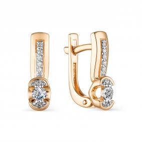 Золотые серьги АЛЬКОР 23635-100 с бриллиантом 23635-100 фото