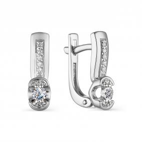 Серьги из белого золота АЛЬКОР 23635-200 с бриллиантом 23635-200 фото