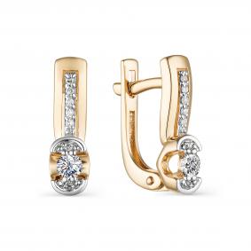 Золотые серьги АЛЬКОР 23635-700 с бриллиантом 23635-700 фото