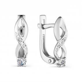 Серьги из белого золота АЛЬКОР 23636-200 с бриллиантом 23636-200 фото