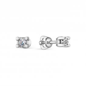 Серьги из белого золота АЛЬКОР 23650-200 с бриллиантом 23650-200 фото