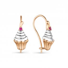 Золотые серьги АЛЬКОР 23654-103 с рубином 23654-103 фото