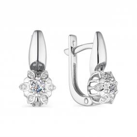 Серьги из белого золота АЛЬКОР 23663-200 с бриллиантом 23663-200 фото