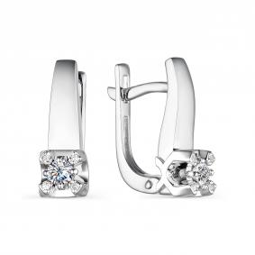 Серьги из белого золота АЛЬКОР 23665-200 с бриллиантом 23665-200 фото