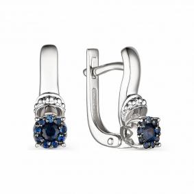 Серьги из белого золота АЛЬКОР 23667-202 с сапфиром 23667-202 фото