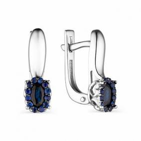 Серьги из белого золота АЛЬКОР 23668-202 с сапфиром 23668-202 фото
