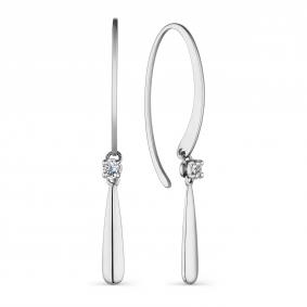 Серьги из белого золота АЛЬКОР 23670-200 с бриллиантом 23670-200 фото