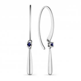 Серьги из белого золота АЛЬКОР 23670-202 с сапфиром 23670-202 фото