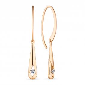 Золотые серьги АЛЬКОР 23672-100 с бриллиантом 23672-100 фото