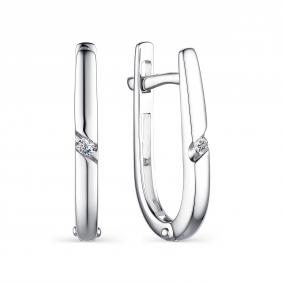 Серьги из белого золота АЛЬКОР 23676-200 с бриллиантом 23676-200 фото