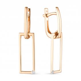 Золотые серьги АЛЬКОР 23678-100 с бриллиантом 23678-100 фото