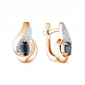 Золотые серьги АЛЬКОР 23679-102 с бриллиантом 23679-102 фото