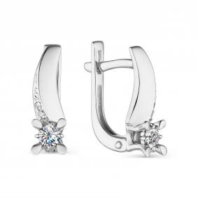 Серьги из белого золота АЛЬКОР 23681-200 с бриллиантом 23681-200 фото