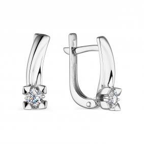 Серьги из белого золота АЛЬКОР 23682-200 с бриллиантом 23682-200 фото