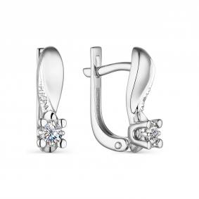 Серьги из белого золота АЛЬКОР 23683-200 с бриллиантом 23683-200 фото